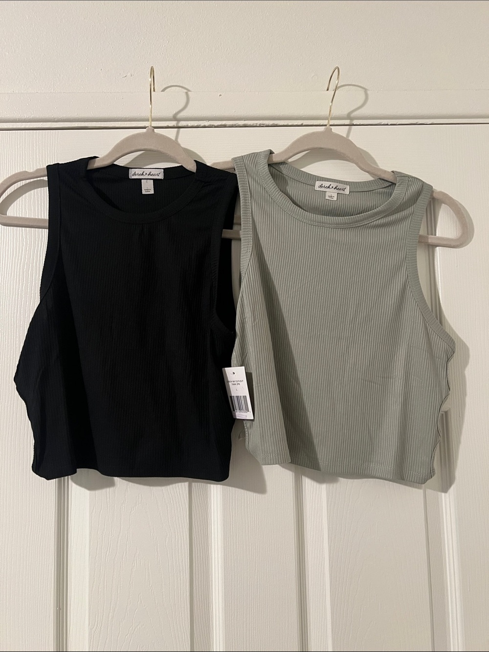 Derek Heart Ribbed Cut-Out Crew Neck Tank Top 2-Pack - Size Large (ptp 17")